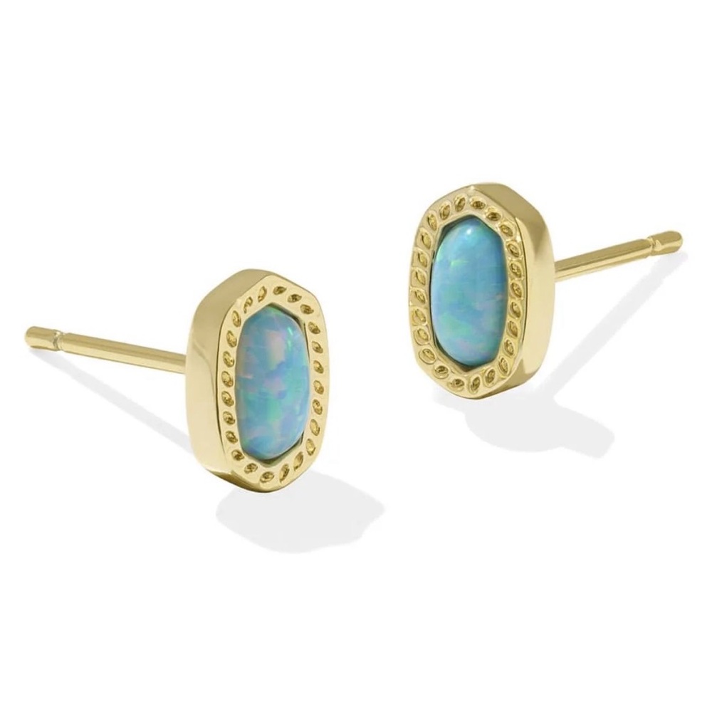 Kendra Scott - Mini Ellie Earrings. Light Teal Kyocera Opal
